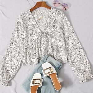 White Polka Dot Women's Top